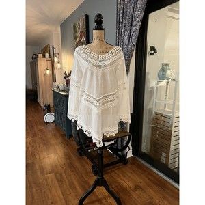Timing women's floral lace trim oversized cover up small ivory